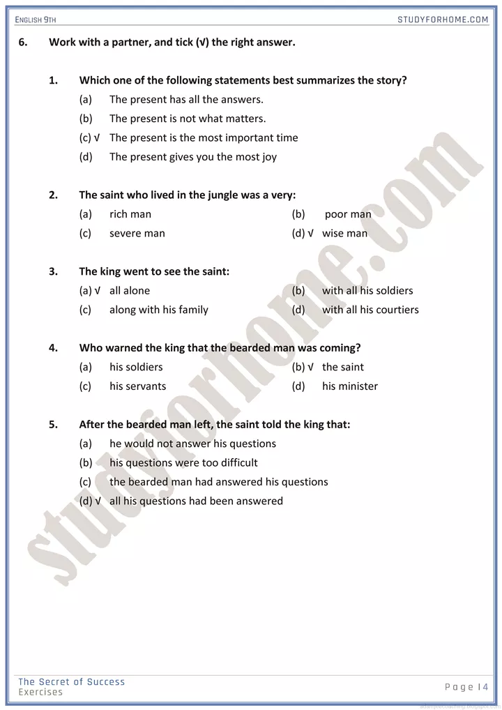 life skills solved book exercise english 9th 4