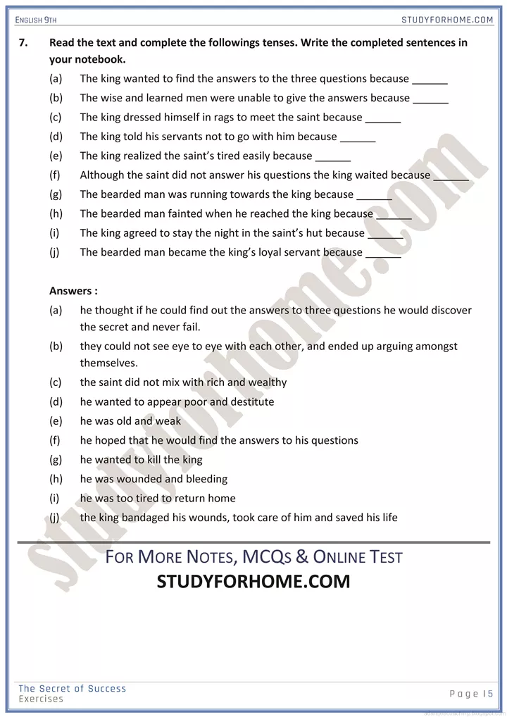 life skills solved book exercise english 9th 5