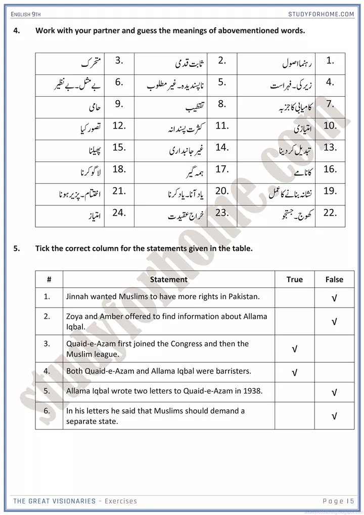 pakistan and national pride solved book exercise english 9th 2