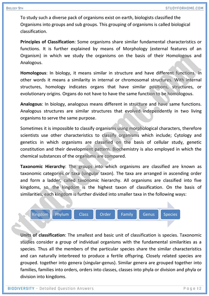 biodiversity detailed question answers biology 9th 02