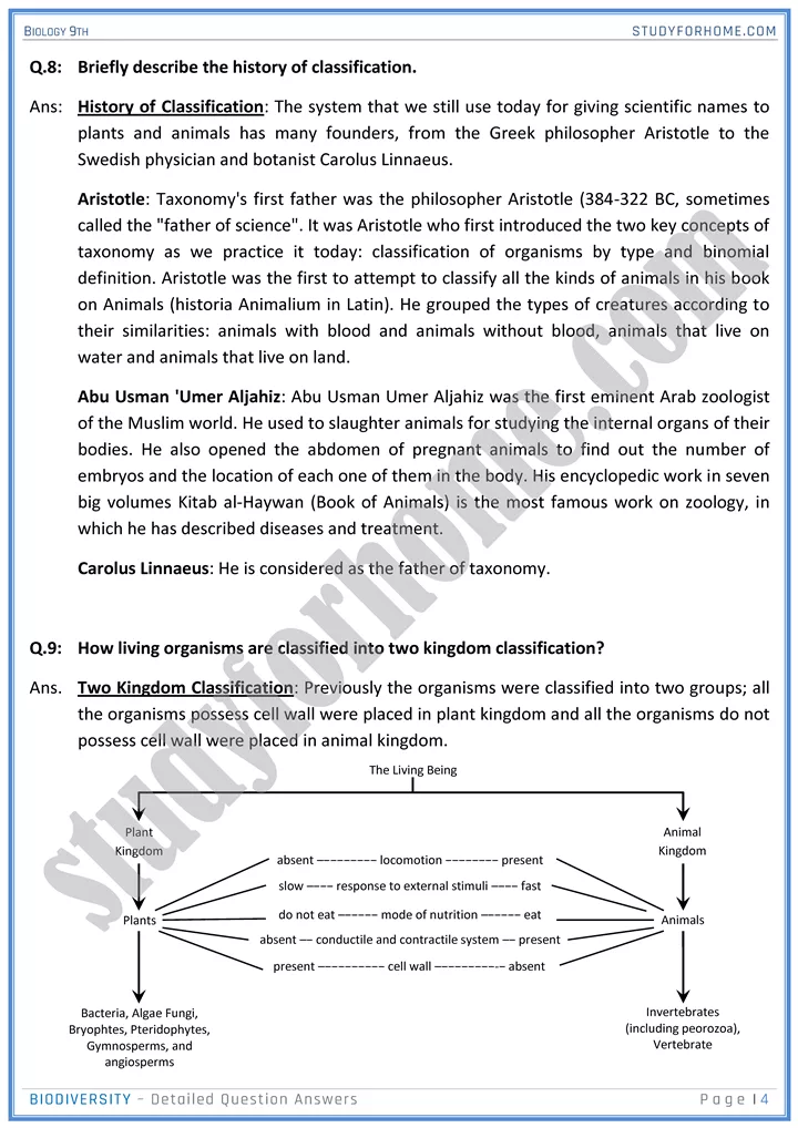 biodiversity detailed question answers biology 9th 04