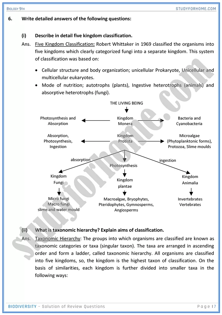 biodiversity solution of review questions biology 9th 7