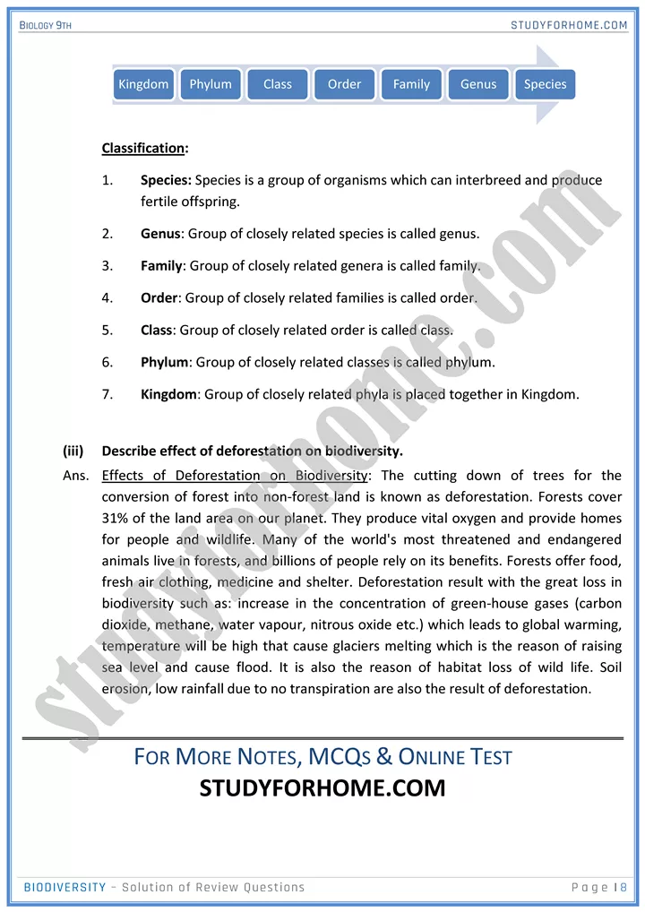 biodiversity solution of review questions biology 9th 8