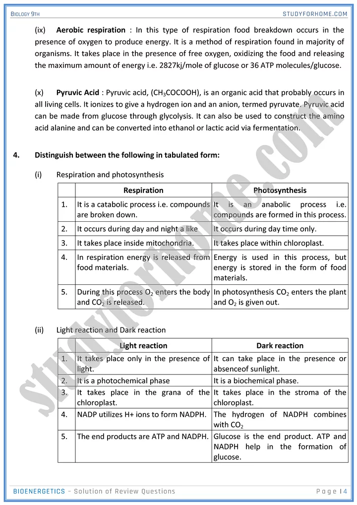 bioenergetics solution of review questions biology 9th 04