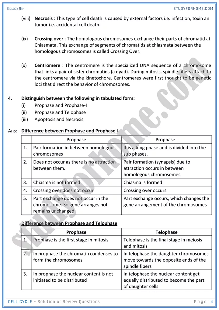 cell cycle solution of review questions biology 9th 04