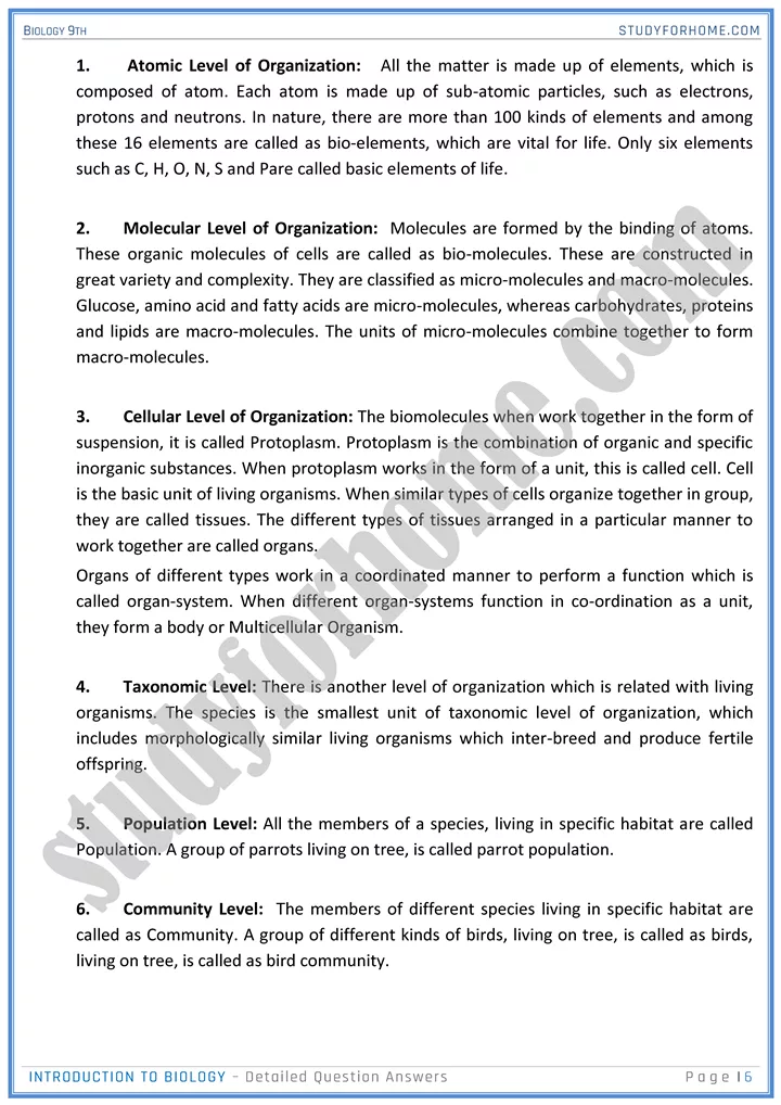 introduction to biology detailed question answers biology 9th 06