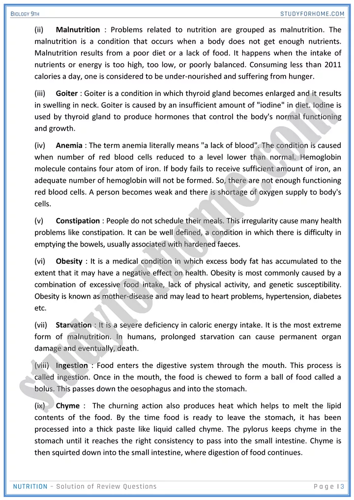 nutrition solution of review questions biology 9th 03