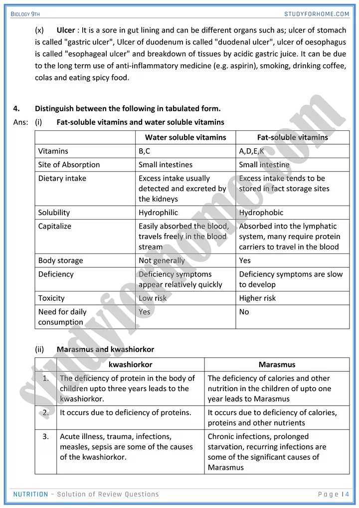 nutrition solution of review questions biology 9th 04