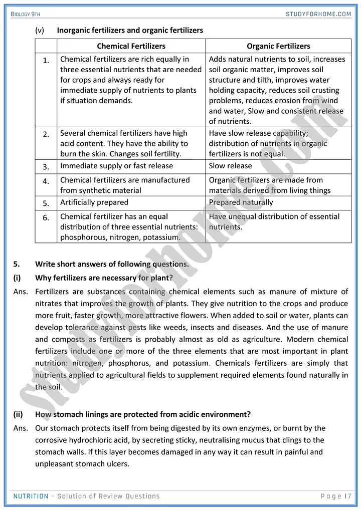 nutrition solution of review questions biology 9th 07