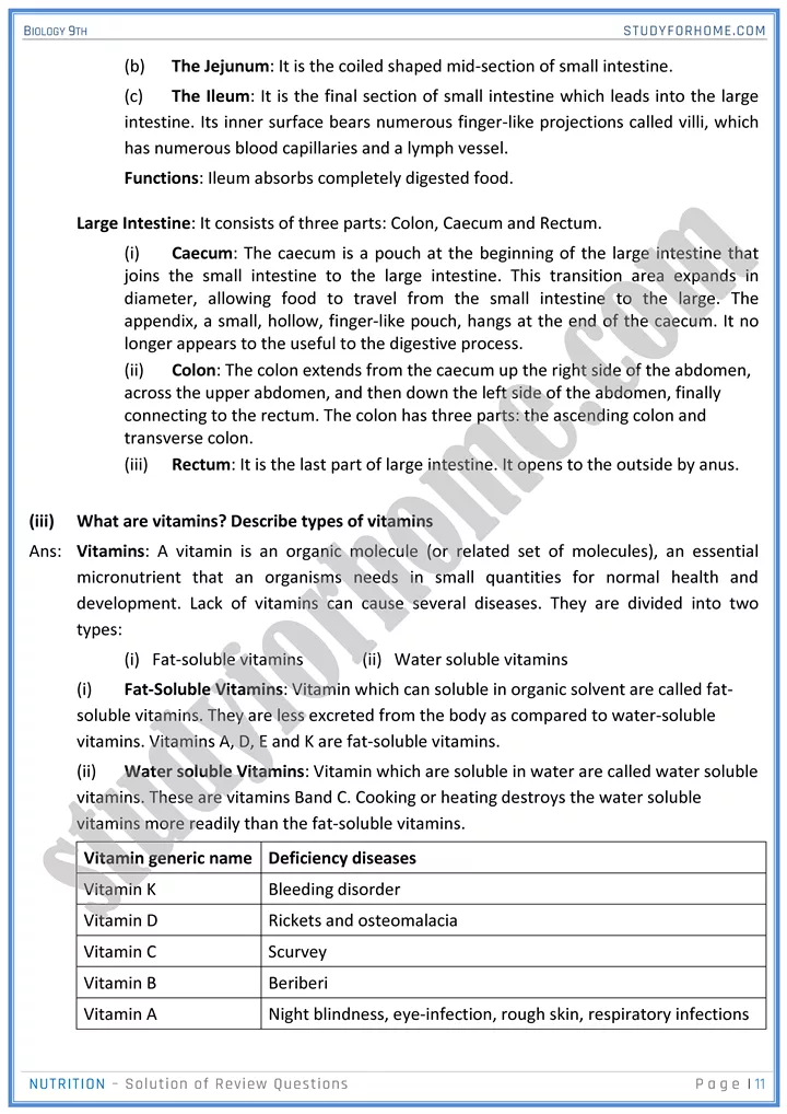 nutrition solution of review questions biology 9th 11