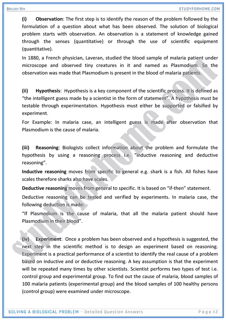 solving a biological problem detailed question answers biology 9th 2