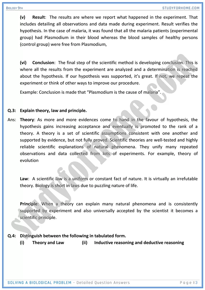 solving a biological problem detailed question answers biology 9th 3