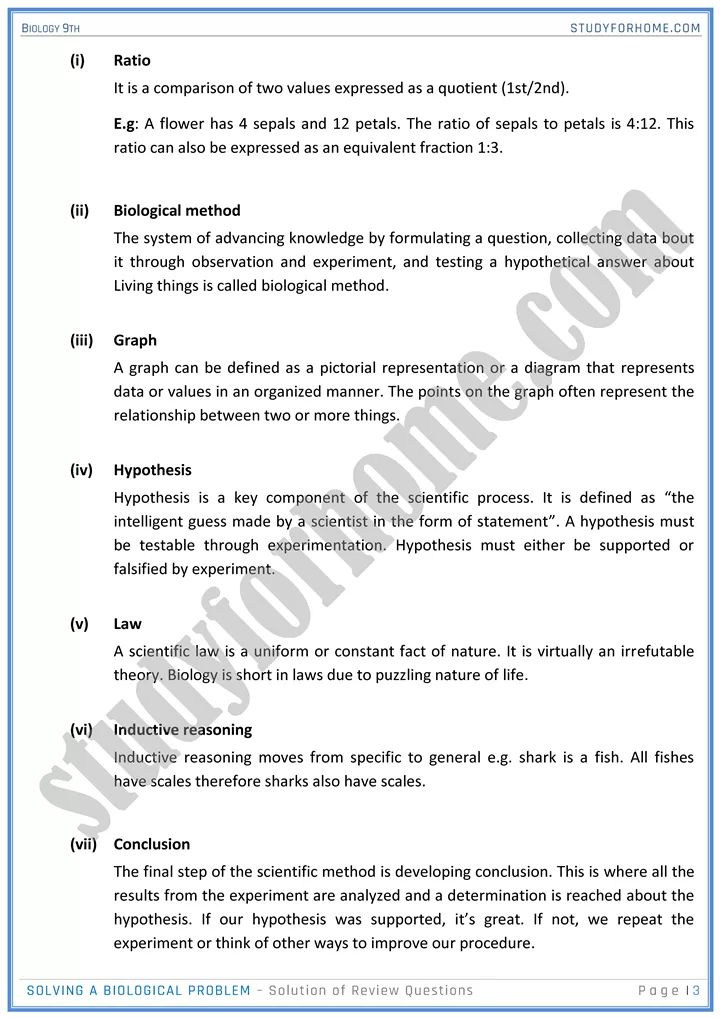 solving a biological problem solution of review questions biology 9th 3