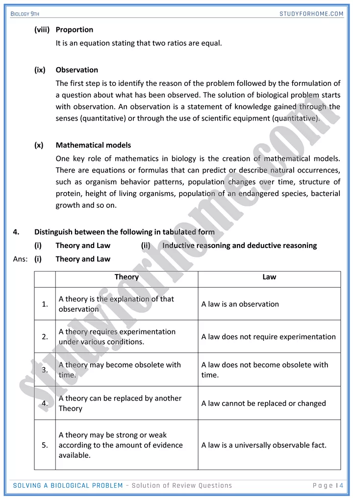 solving a biological problem solution of review questions biology 9th 4