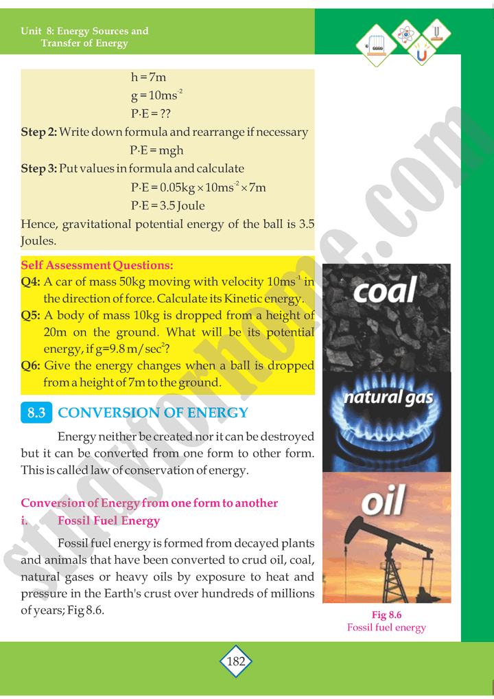 Energy Sources And Transfer Of Energy - Unit 8 - Physics 9th Text Book