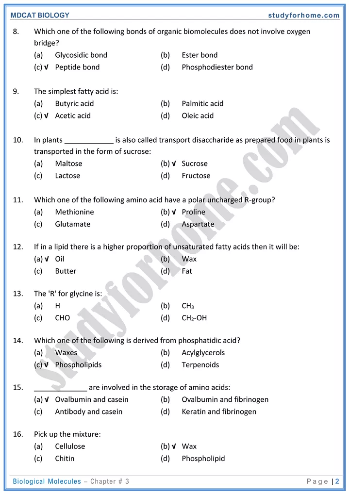 mdcat-biology-chapter-3-biological-molecules-online-mcqs-test-2