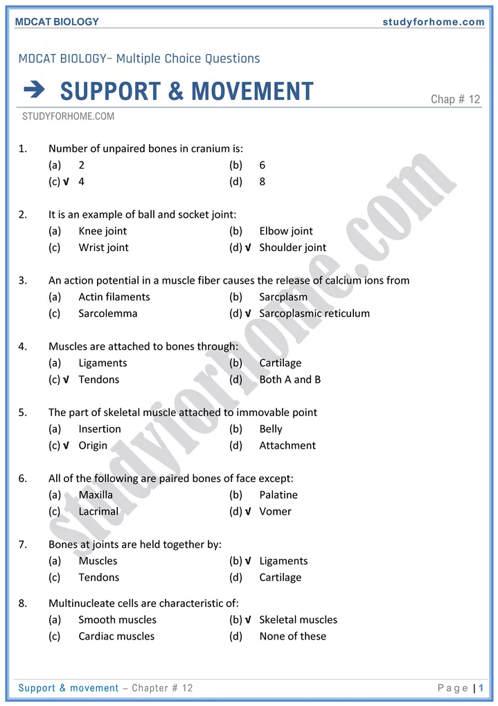 chap 12 support movement biology mdcat 01