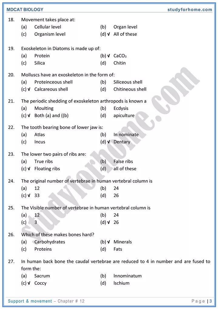 chap 12 support movement biology mdcat 03