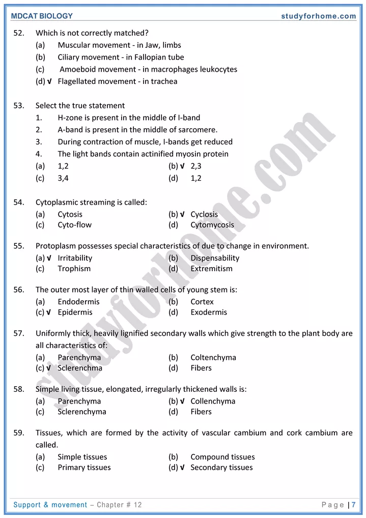 chap 12 support movement biology mdcat 07