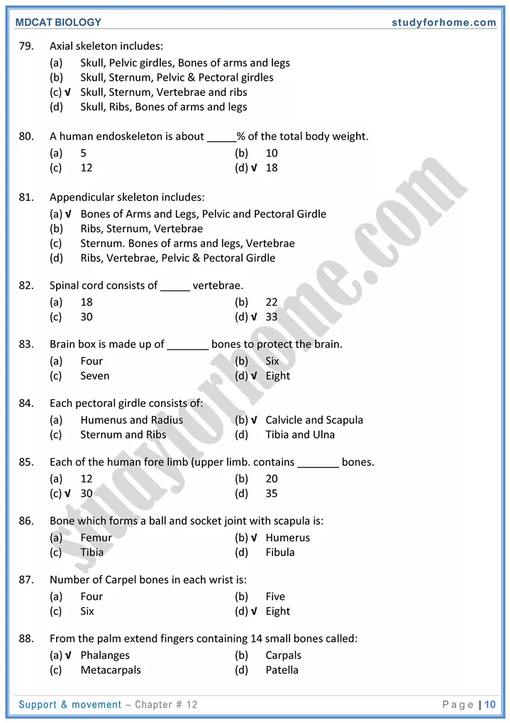 chap 12 support movement biology mdcat 10