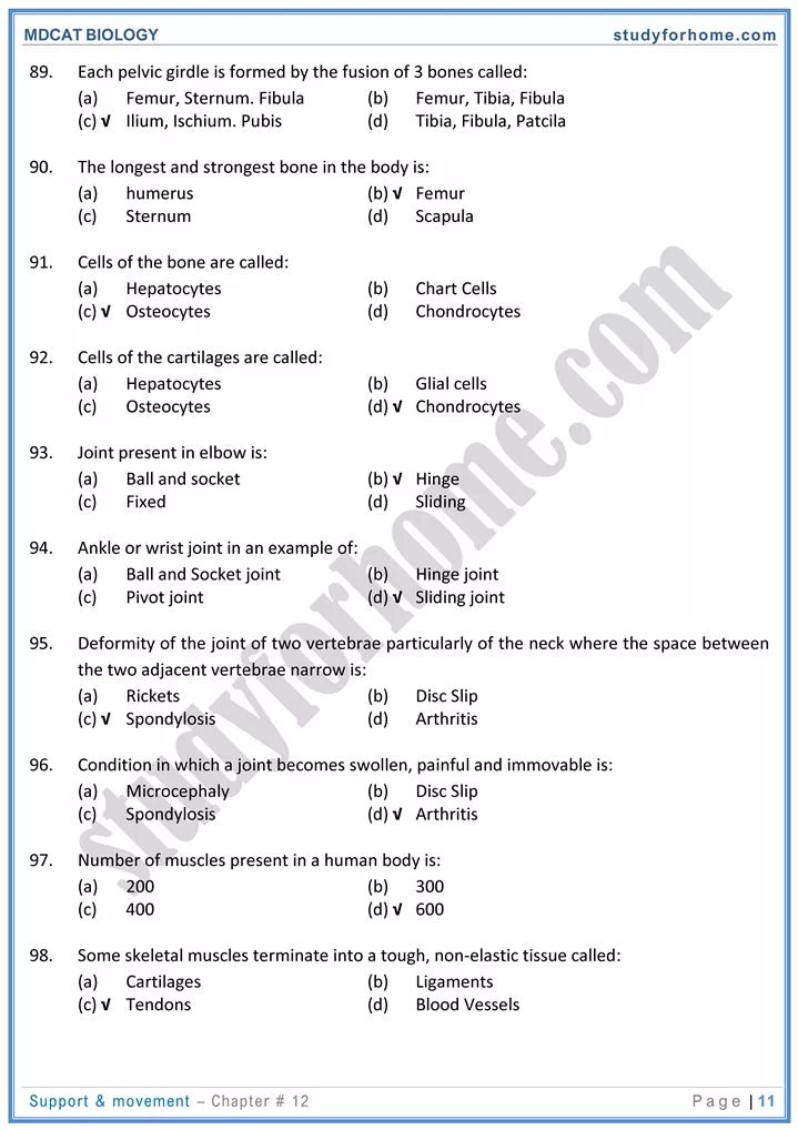 chap 12 support movement biology mdcat 11