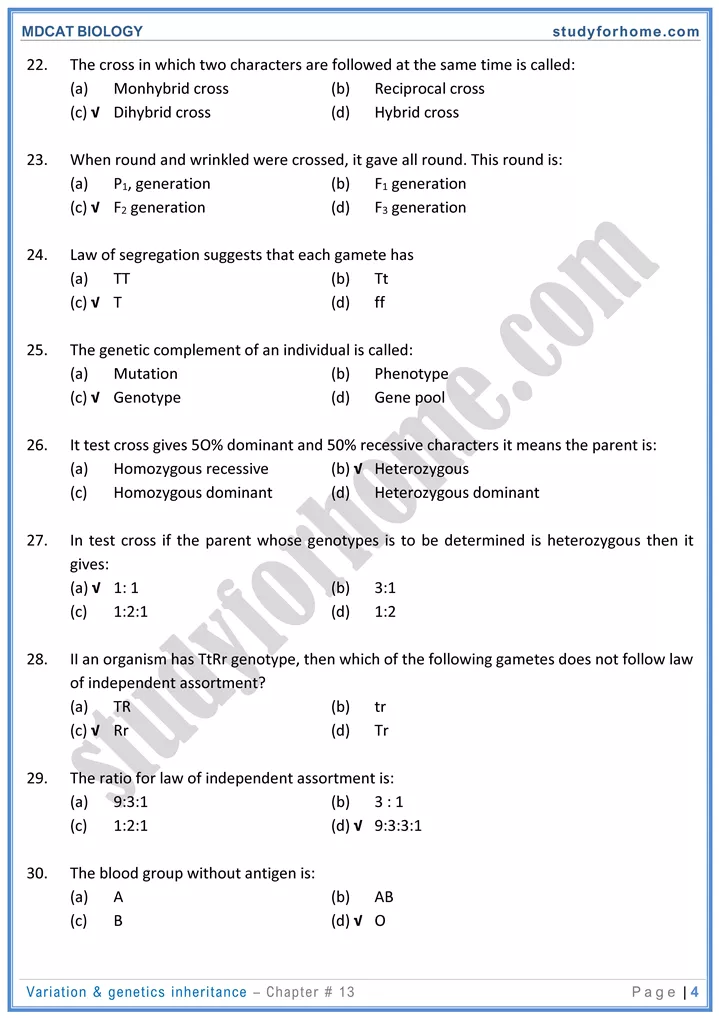 chap 13 variation genetics inheritance biology mdcat 04