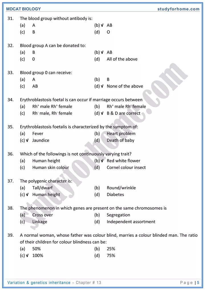 chap 13 variation genetics inheritance biology mdcat 05