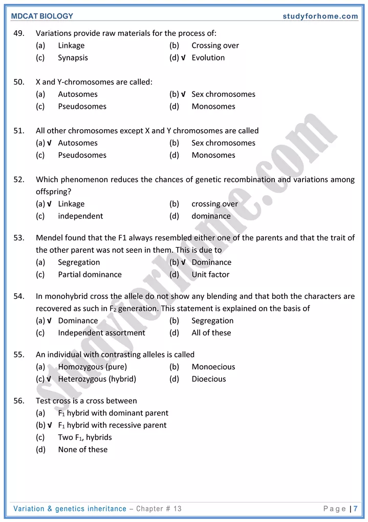 chap 13 variation genetics inheritance biology mdcat 07