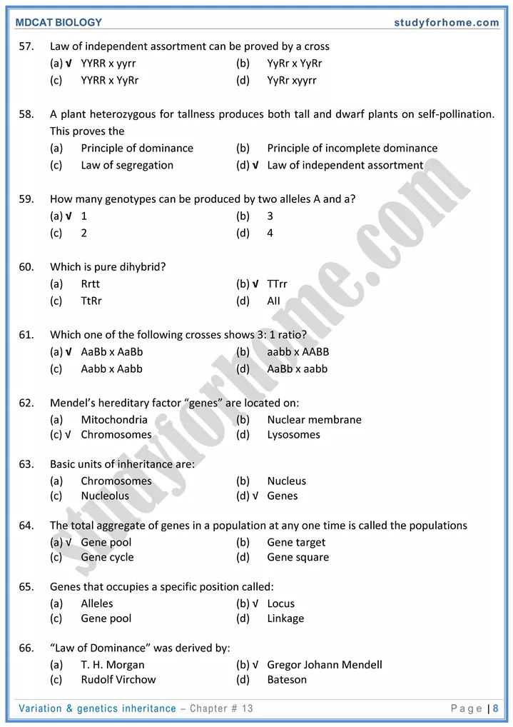 chap 13 variation genetics inheritance biology mdcat 08