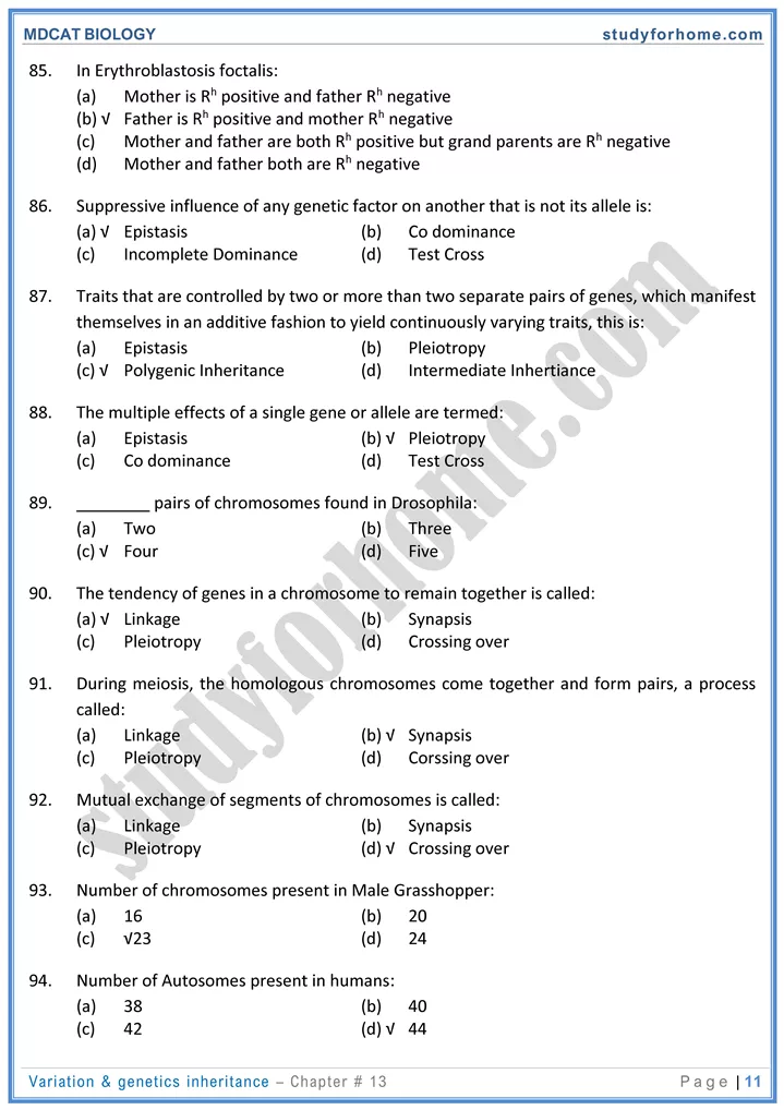 chap 13 variation genetics inheritance biology mdcat 11