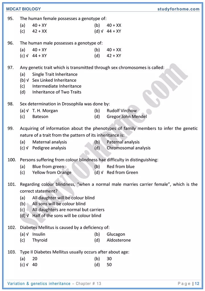 chap 13 variation genetics inheritance biology mdcat 12