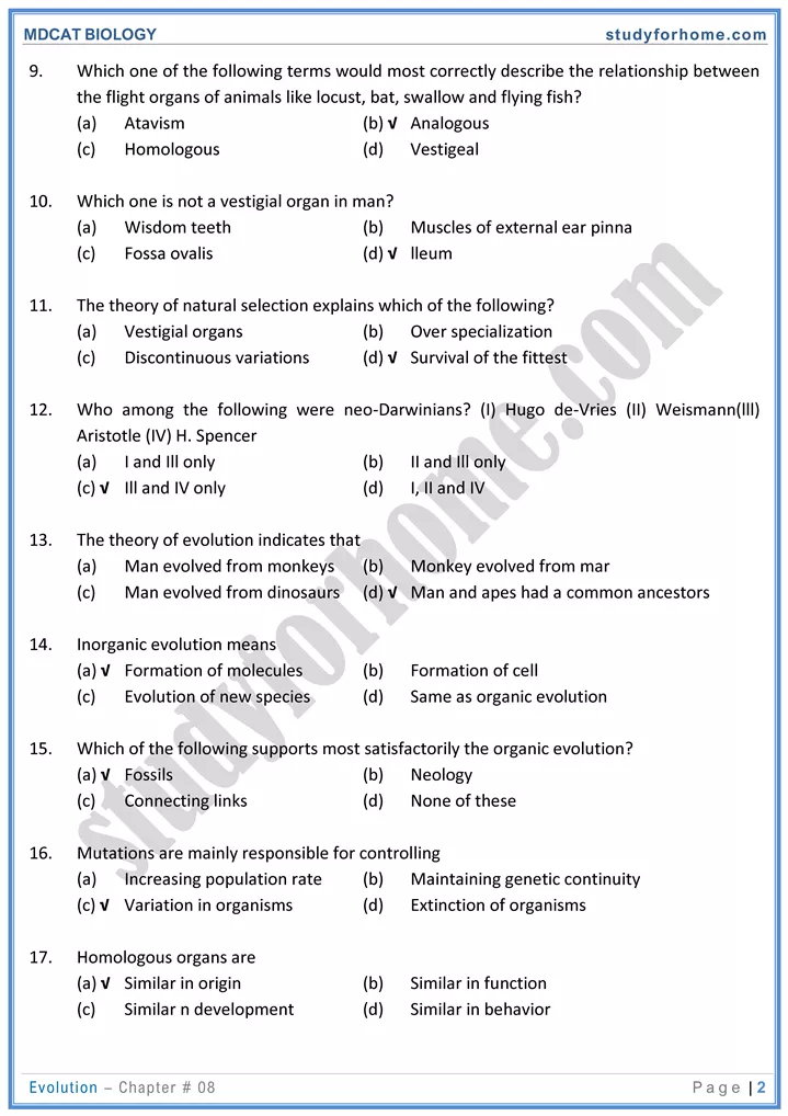 chap 8 evolution biology mdcat 02