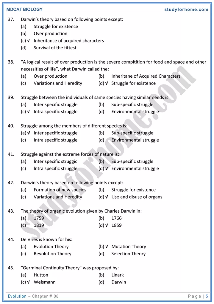 chap 8 evolution biology mdcat 05