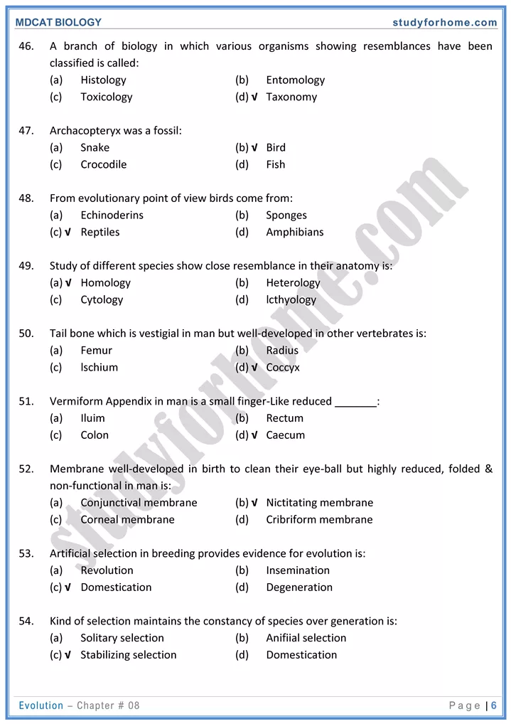 chap 8 evolution biology mdcat 06