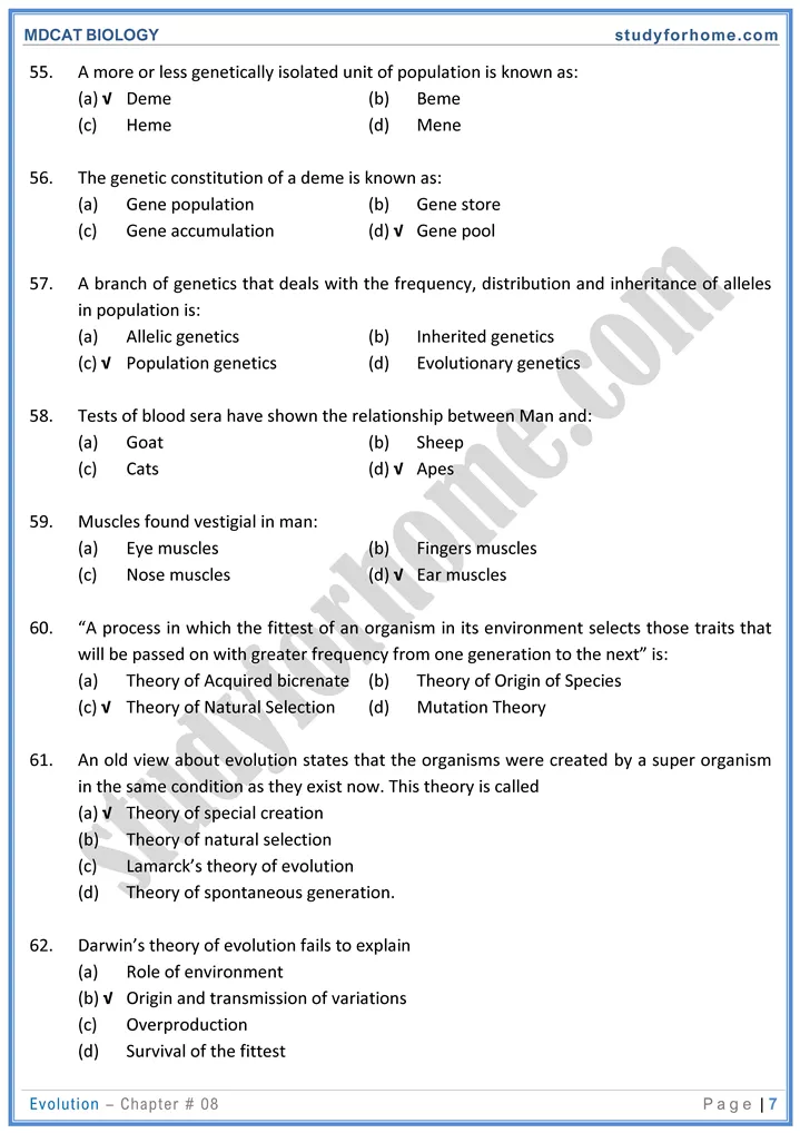 chap 8 evolution biology mdcat 07