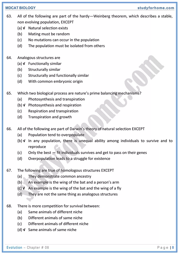 chap 8 evolution biology mdcat 08