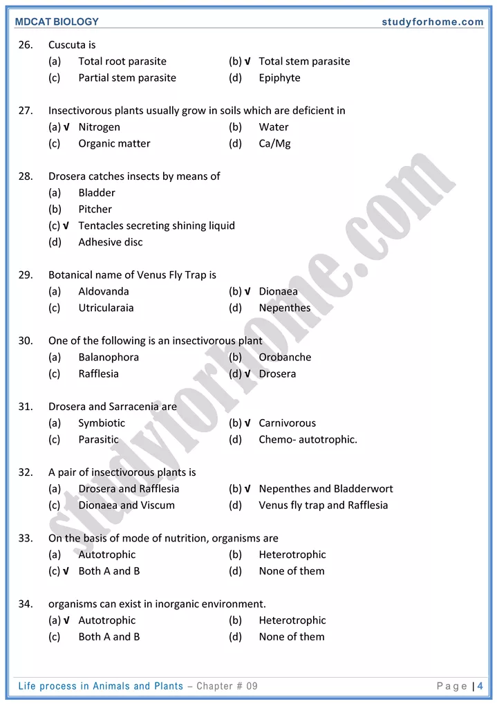 chap 9 life process in animals and plants biology mdcat 04