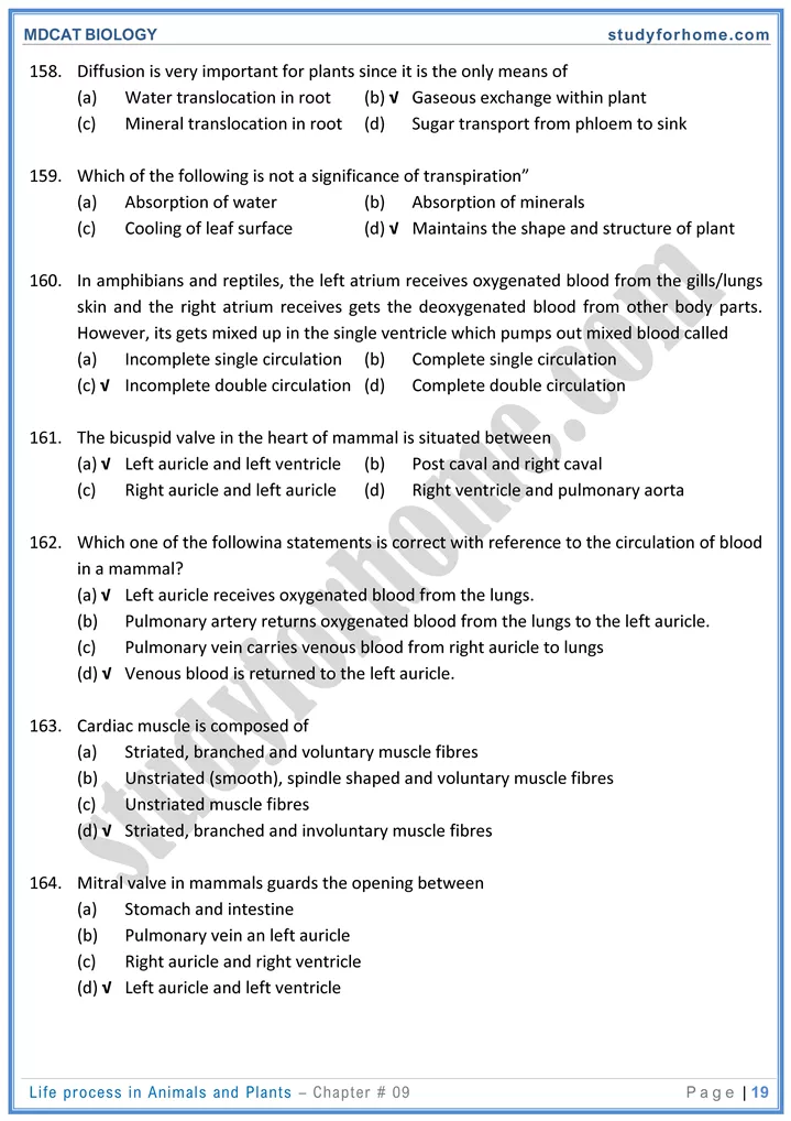 chap 9 life process in animals and plants biology mdcat 19