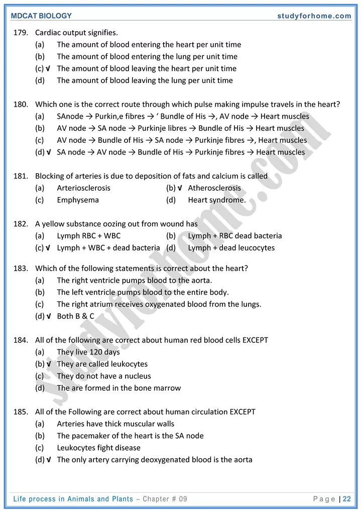 chap 9 life process in animals and plants biology mdcat 22