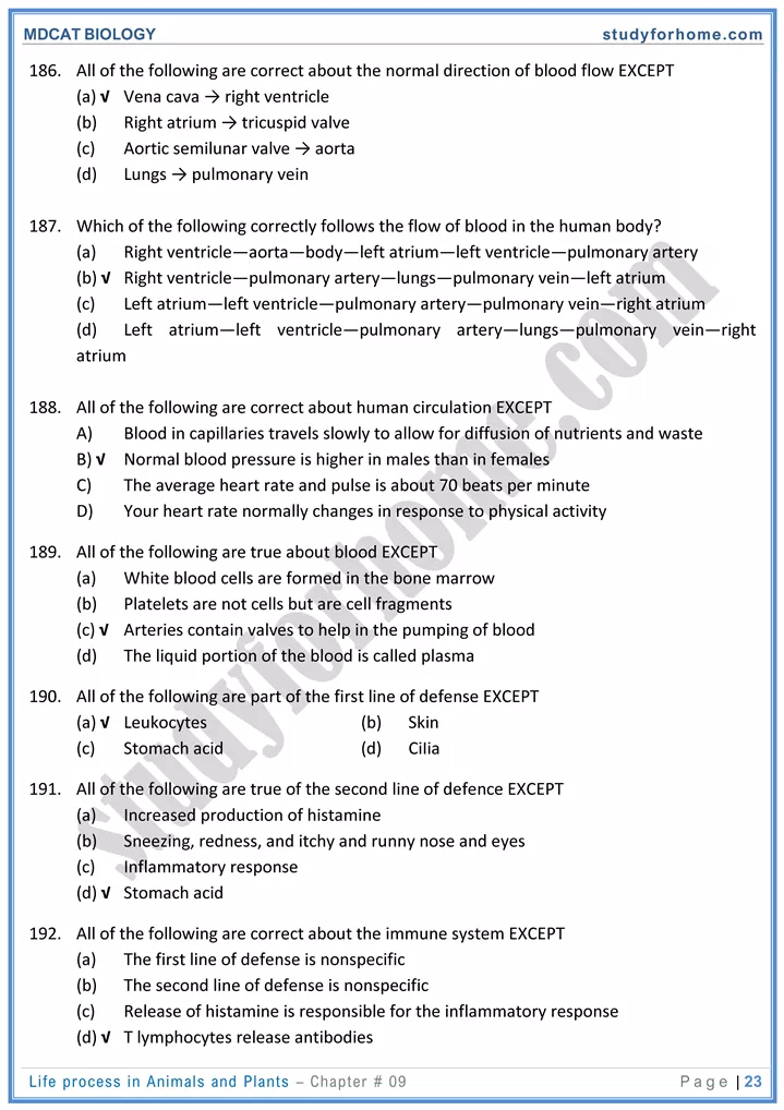 chap 9 life process in animals and plants biology mdcat 23