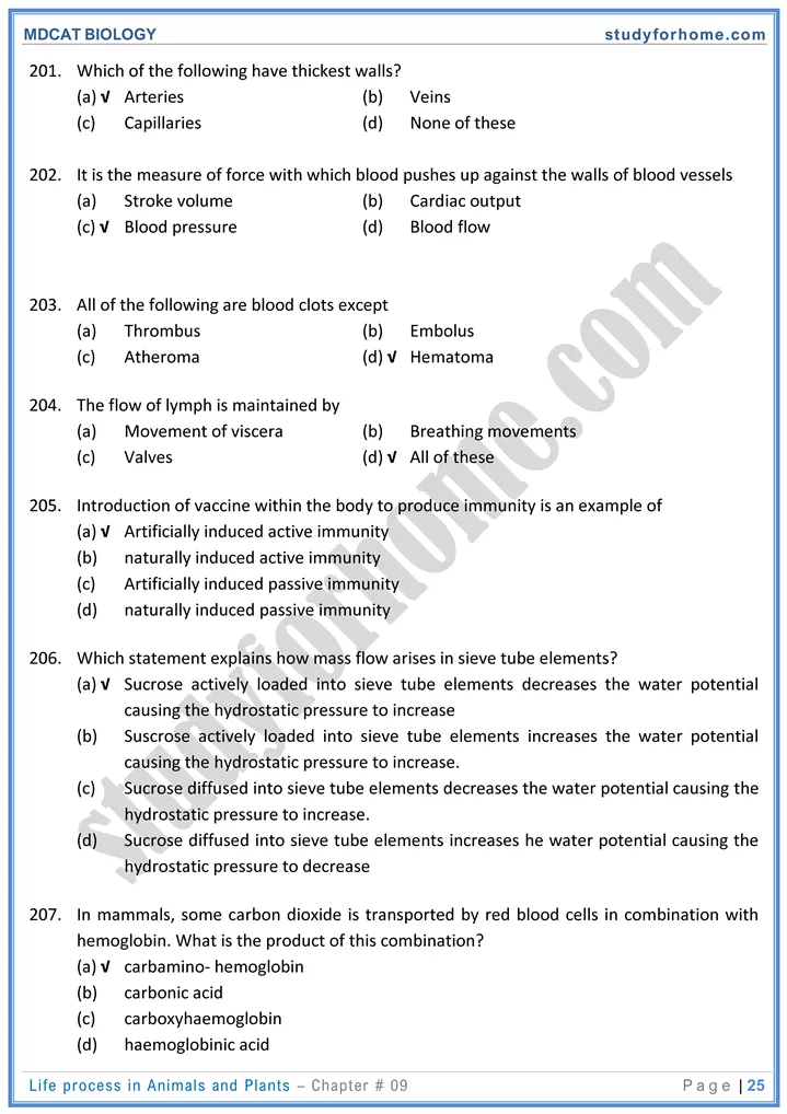 chap 9 life process in animals and plants biology mdcat 25