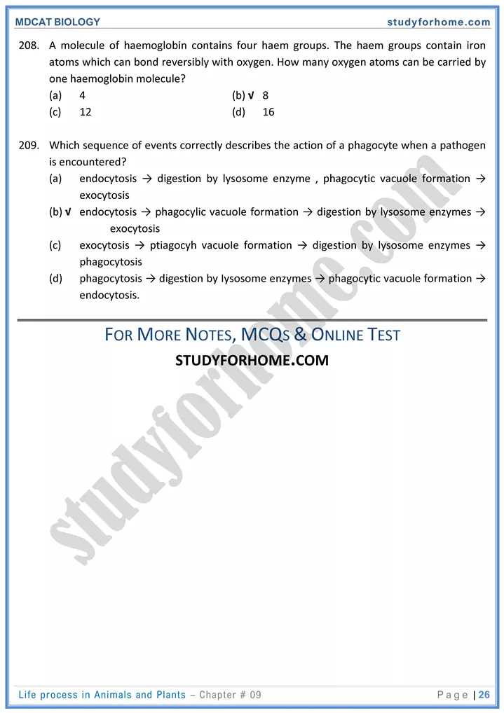 chap 9 life process in animals and plants biology mdcat 26