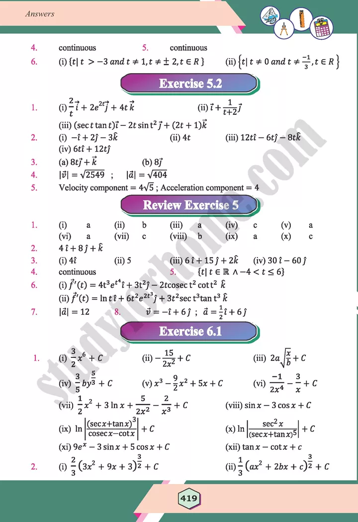 chapter answers maths 12th 11