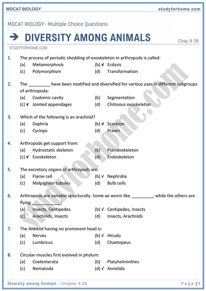 mdcat-biology-chapter-6-diversity-among-animals-online-mcqs-test-1