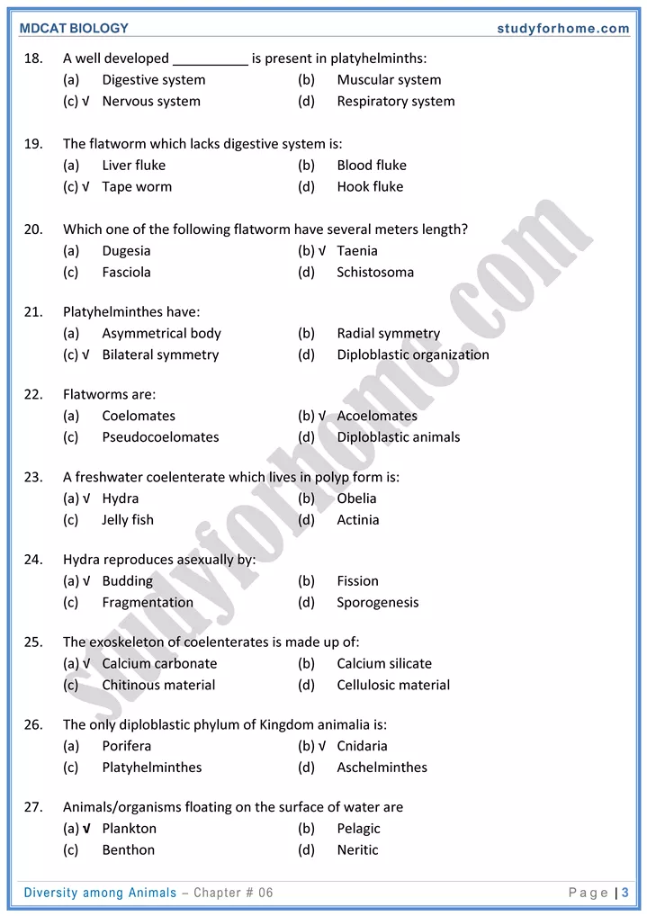 mdcat-biology-chapter-6-diversity-among-animals-online-mcqs-test-3