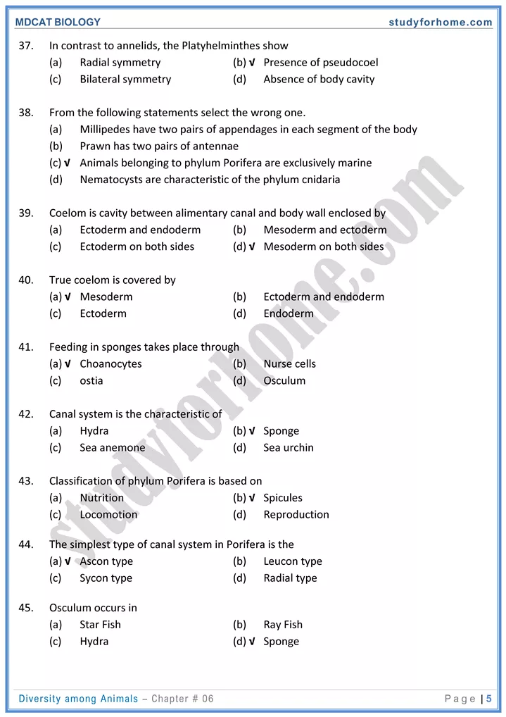 mdcat-biology-chapter-6-diversity-among-animals-online-mcqs-test-5