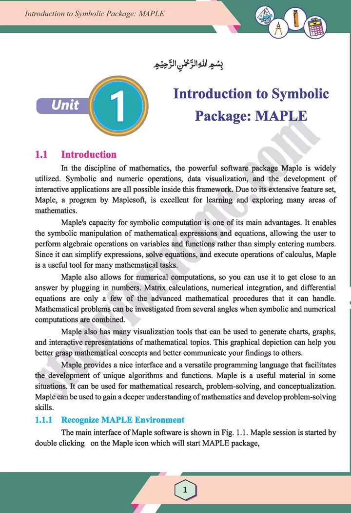 unit 1 introduction to symbolic package maple maths 12th 01