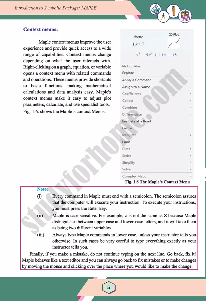 unit 1 introduction to symbolic package maple maths 12th 05