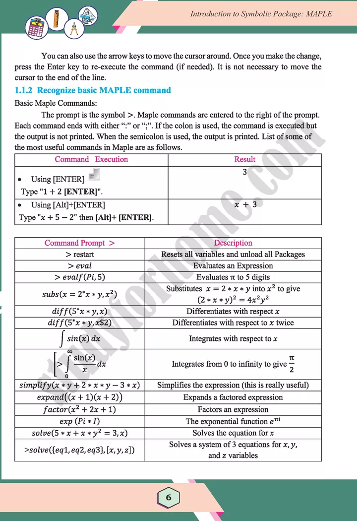 unit 1 introduction to symbolic package maple maths 12th 06