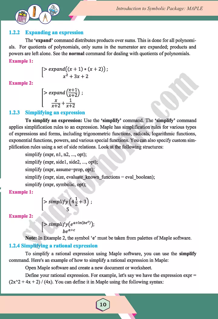 unit 1 introduction to symbolic package maple maths 12th 10